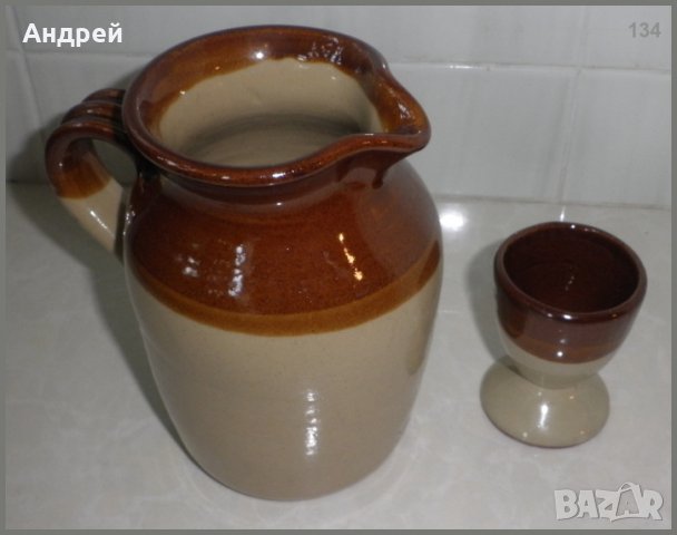 Лот от керамична каничка и яйчарка, снимка 3 - Други - 23219725