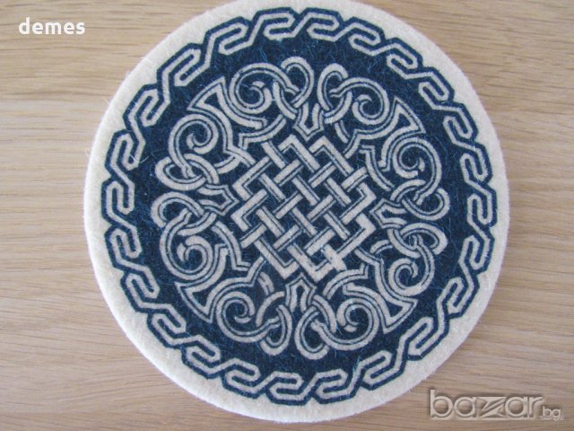 Комплект от 6 подложки за чаши от филц, Монголия, снимка 4 - Декорация за дома - 20698273