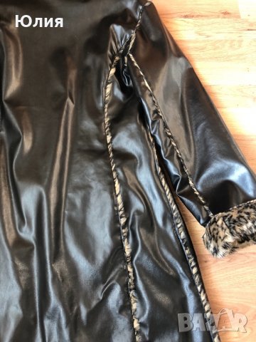 Кожено палто/ манто - черно с леопардов принт, снимка 17 - Палта, манта - 24064565