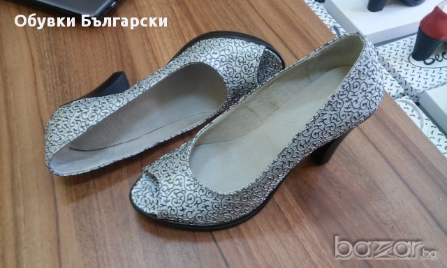 №39 Сребристи Елегантни Обувки Български!, снимка 1 - Дамски обувки на ток - 11464116
