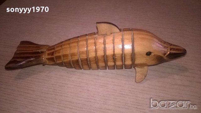 делфин-дървен и лакиран-20х7х7см, снимка 8 - Антикварни и старинни предмети - 18462906