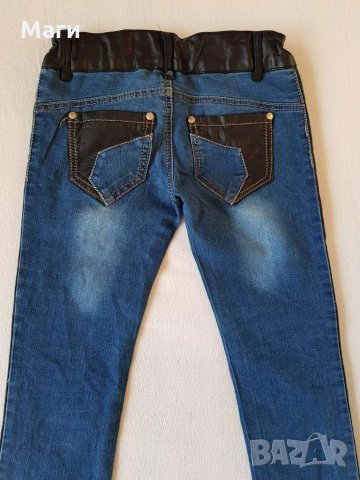 Дънки с кожени мотиви 9-10 години, снимка 6 - Детски панталони и дънки - 23480615