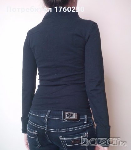 Черна блуза/риза с бродерия, снимка 4 - Блузи с дълъг ръкав и пуловери - 19063275