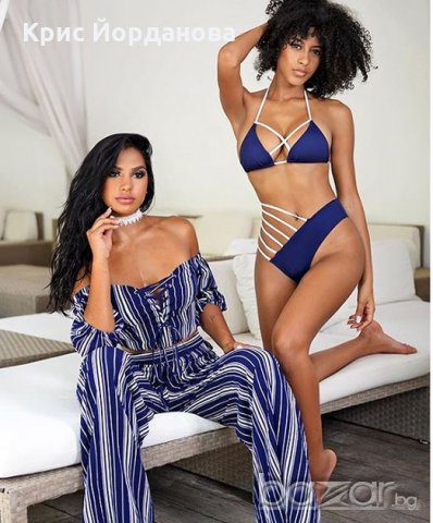 Бански от две части син цвят, снимка 2 - Бански костюми - 20887358