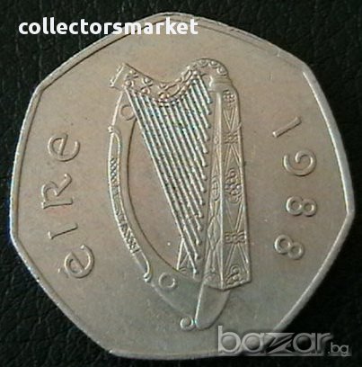 50 пенса 1988, Ирландия, снимка 2 - Нумизматика и бонистика - 17918055