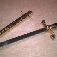 нож сабя-златна кама с ножница-метални-38х11см-внос швеицария, снимка 9 - Колекции - 23662044