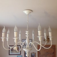 Винтидж класика-бял полилей за хол,всекидневна ,шаби шик лампа,модерно осветление, снимка 5 - Полилеи - 22892010