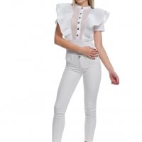 Екстравагантна Дамска Бяла Риза, снимка 3 - Ризи - 23693736