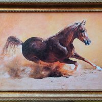 Устрем, кон, картина с рамка, снимка 1 - Картини - 24722566