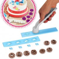Комплект сладкарски резец за фондан захарно тесто с накрайници печати, снимка 1 - Форми - 25298648