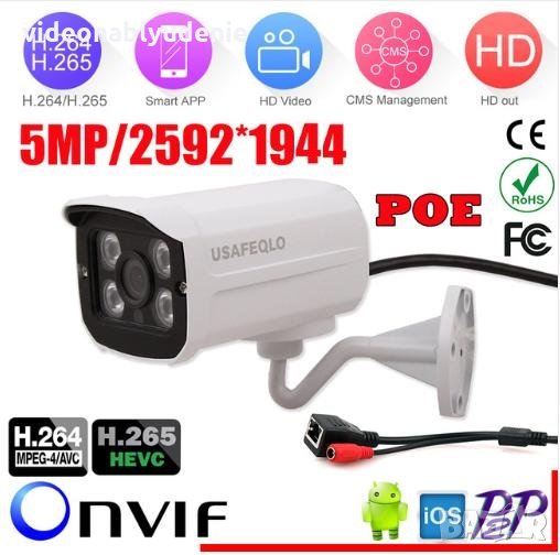 Super Ultra HD 5 MPx IR-CUT 4 АRRAY Метална Ударо-Водоустойчива H.265 WI-FI IP Камера IP67 Защита, снимка 1