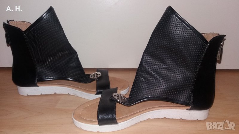 черни сандали с цип, снимка 1