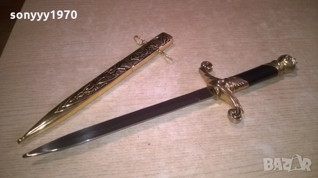 нож сабя-златна кама с ножница-метални-38х11см-внос швеицария, снимка 9 - Колекции - 23662044