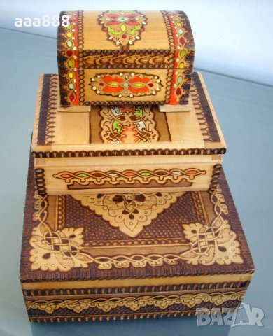 Дървени пирографирани кутии мускали, снимка 2 - Декорация за дома - 23642980