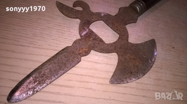 нож-32х11см-интересен метален с дървена дръжка-внос франция, снимка 12 - Колекции - 26193552
