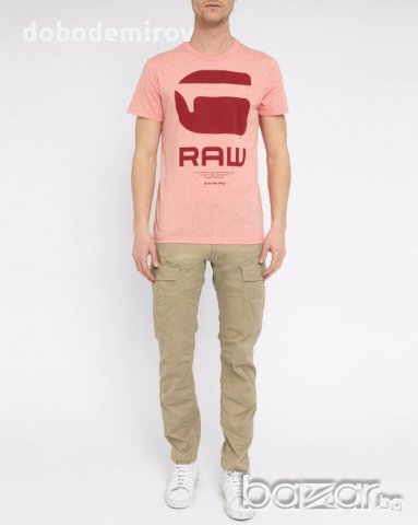 Тениска G Star Resap Logo Orange Crewneck T Shirt, оригинал, снимка 6 - Тениски - 17917485