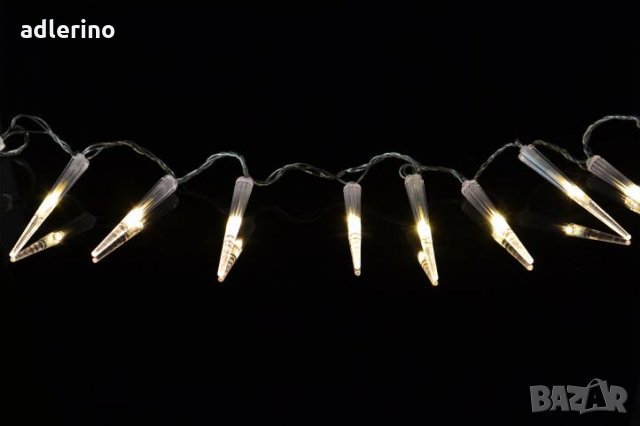 Зимна украса, ЛЕД гирлянда - Ледени висулки, коледна украса, с трафо, топло бяло, снимка 5 - Декорация за дома - 25043439