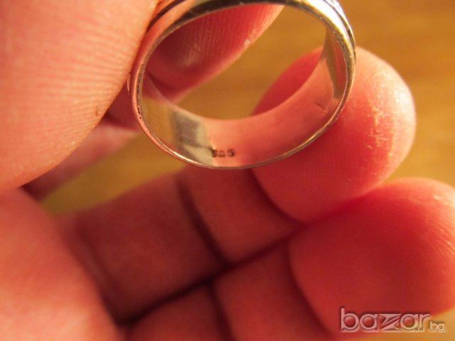 Стар Мъжки сребърен пръстен старинна халка - ръчна изработка  с маркировка , снимка 4 - Пръстени - 19780956