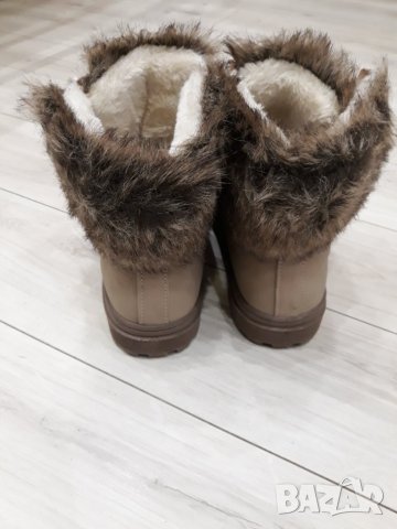 НОВИ бежови зимни обувки унисекс - топла дебела подплата с пух, снимка 4 - Мъжки боти - 23553097