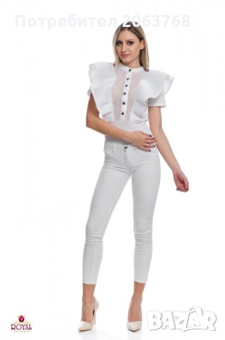 Екстравагантна Дамска Бяла Риза, снимка 3 - Ризи - 23693736