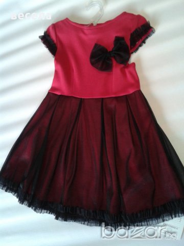 Детска рокля, елегантна, официална, червен цвят с тюл