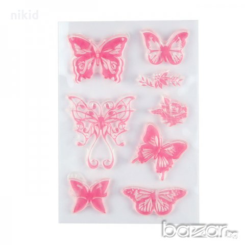 Видове пеперуди силиконов гумен печат декор украса за бисквитки фондан Scrapbooking, снимка 1 - Други - 21082594