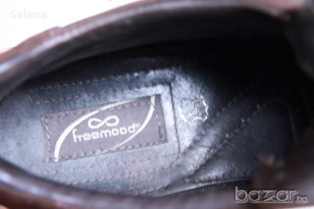 Кафяви велурени обувки FREEMOOD, снимка 6 - Маратонки - 20685650