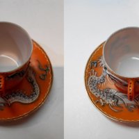 Японски порцеланови чашки с чинийки, снимка 5 - Антикварни и старинни предмети - 23038665