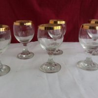 Ретро кристални чаши с златен кант , снимка 4 - Антикварни и старинни предмети - 19581397