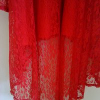 макситуника- рокля дантела в червено, снимка 3 - Рокли - 21628542