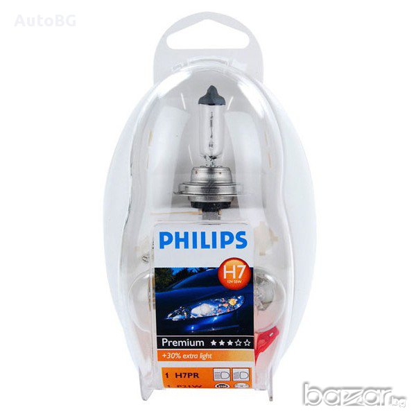 К-т лампи Philips H7 Premium + 30% extra light / Set 6 части / 12 V, снимка 1