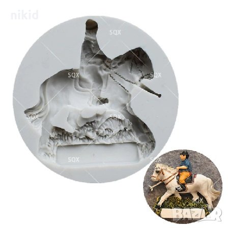 Мъж на кон силиконов молд форма за украса торта с фондан шоколад, снимка 1