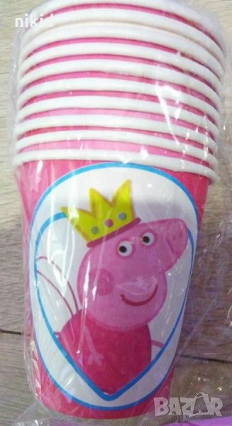 Пепа Пиг peppa pig pepa с корона 10 бр картонени чаши парти рожден ден, снимка 1