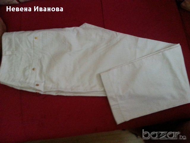 Дамски летен бял панталон - спортно елегантен памучен размер М, снимка 3 - Панталони - 15126289