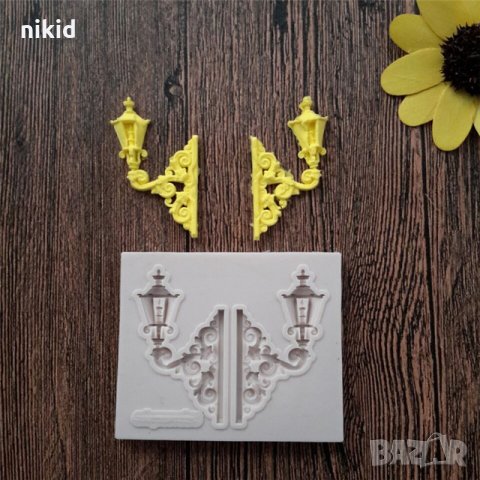 Улична лампа фенер силиконов молд форма декорация торта фондан украса