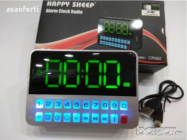 Преносимо Акумулаторно USB Радио с часовник Happy Sheep CR562, снимка 2 - Други - 20400890