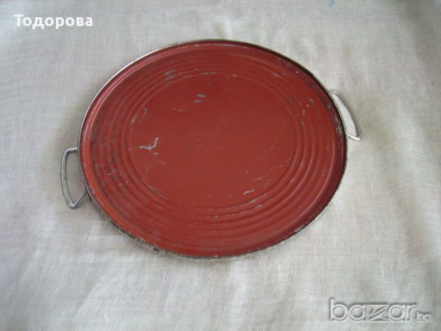 Старинен поднос-стъкло и метал., снимка 2 - Антикварни и старинни предмети - 15561948