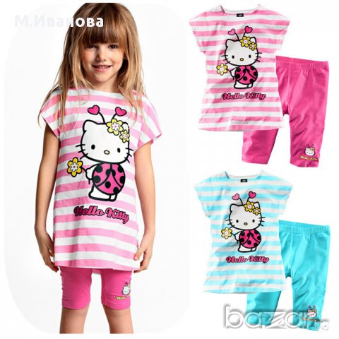 Летен комплект Hello Kitty  блузка + клинче 6-7-8-9 години, снимка 3 - Детски комплекти - 12018569