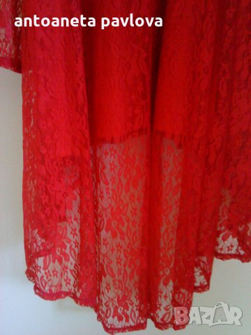 макситуника- рокля дантела в червено, снимка 3 - Рокли - 21628542