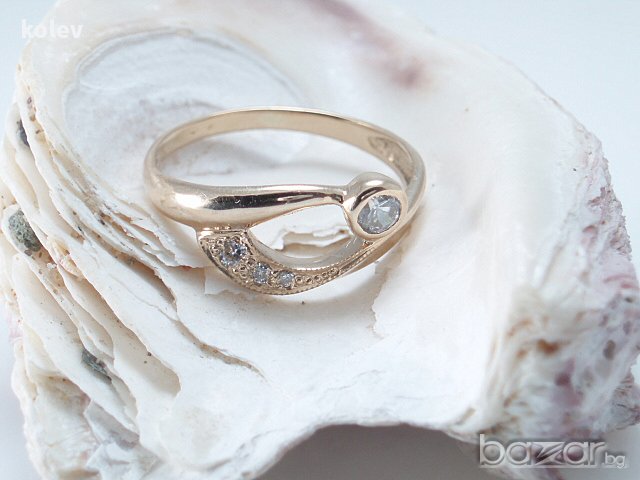 Златен пръстен с цирконии (Петя) 2.16 грама/№59.5-60, снимка 3 - Пръстени - 11204868