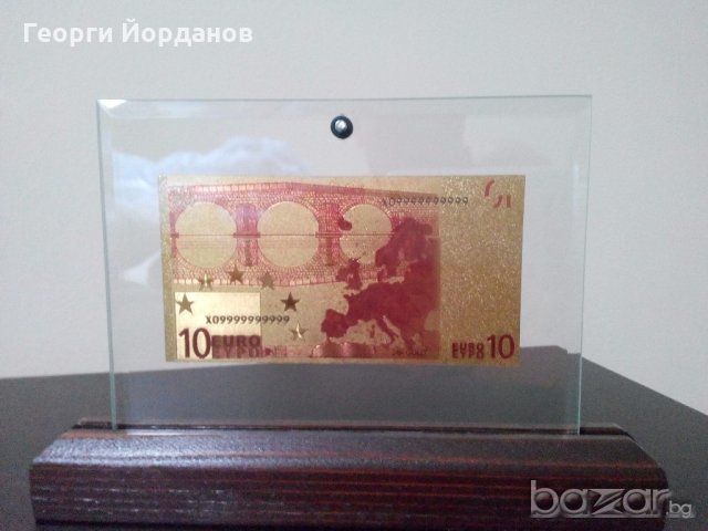 Сувенири 10 евро златни банкноти + сертфикат подарък, снимка 2 - Декорация за дома - 19322928