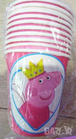 Пепа Пиг peppa pig pepa с корона 10 бр картонени чаши парти рожден ден