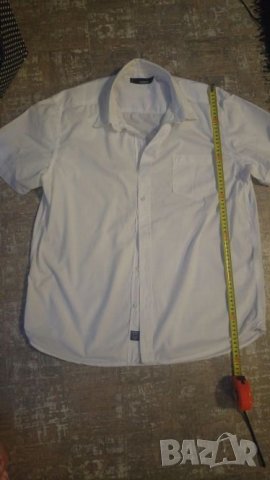 Бяла риза с къс ръкав Тиъдор, снимка 10 - Ризи - 14221173