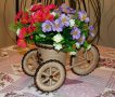 Декоративно колело триколка, велосипед с цветя за декорация, декор, украса за дома, снимка 2