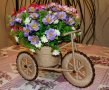 Декоративно колело триколка, велосипед с цветя за декорация, декор, украса за дома, снимка 3