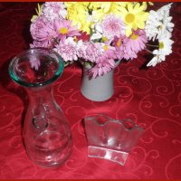 Голяма стъклена ваза и салфетник, снимка 1 - Вази - 23411193