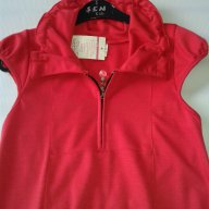 Рокля, туника, червена, трико с цип и джобове, снимка 2 - Детски Блузи и туники - 9503685