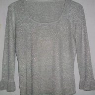 Кокетна еластична сребърна блуза "Fendi"® / голям размер, снимка 1 - Блузи с дълъг ръкав и пуловери - 15921690