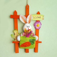 Великденска украса за стена Табелка за врата великденски заек с торба, снимка 4 - Декорация за дома - 24519403