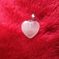 Посребрено колие Сърце Розов кварц Подарък за жена, снимка 3 - Романтични подаръци - 22615618